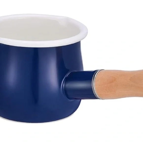 Cutest Mini Enamel Milk Pot, Small Enamel Saucepan 4 Inch 17 Oz - Picture 2 of 5